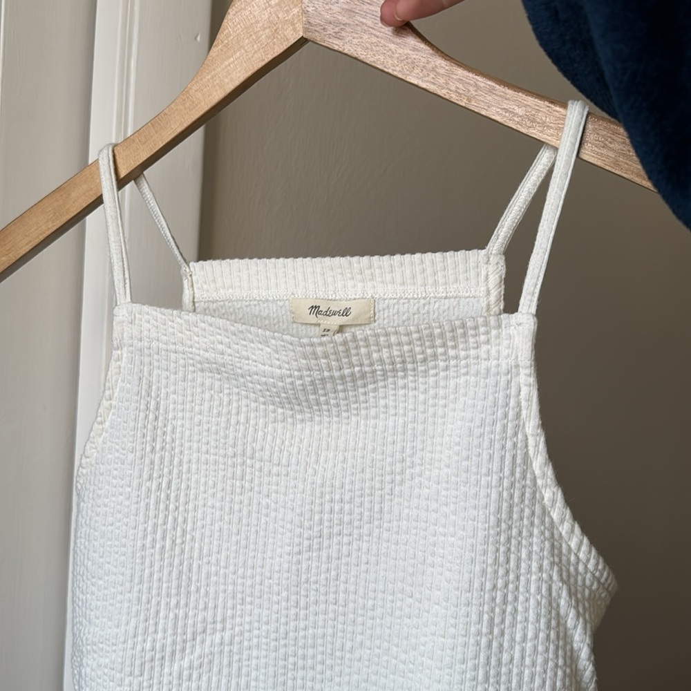 Madewell white square neck strappy tank top.